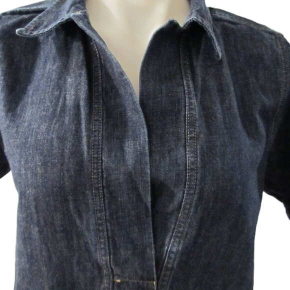 Ralph Lauren Denim Dress Size M Short Sleeve Collared V-Neck Casual Black Label - Picture 2 of 7